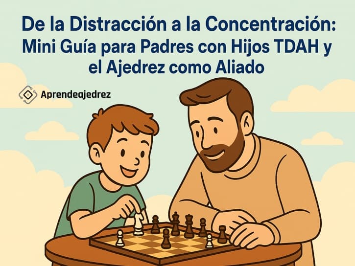 Padre enseñando a jugar ajedrez a su hijo con TDAH