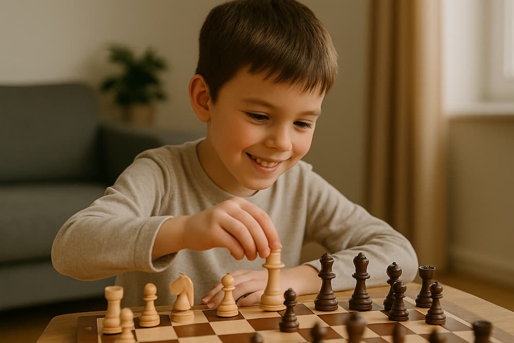 niño jugando contento